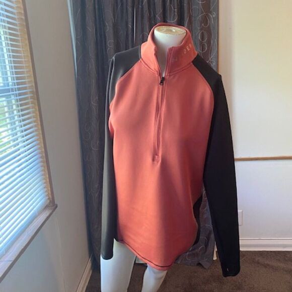 Under Armor Cold Gear Black/Orange 1/2 Zip Color Block sweatshirt, size XL - Picture 2 of 6